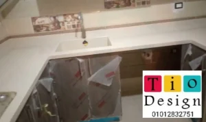 سطح كوريان مدمج مع حوض للتجهيز اليومى