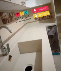 كاونتر توب كوريان مع حوض كوريان فى مطبخ بيت الوطن