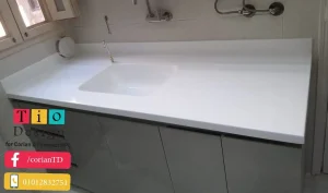 تصميم مطبخ بخامة كوريان مع حوض مدمج
