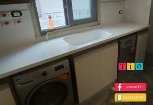 كاونتر توب كوريان للمطبخ مع حوض كوريان مدمج